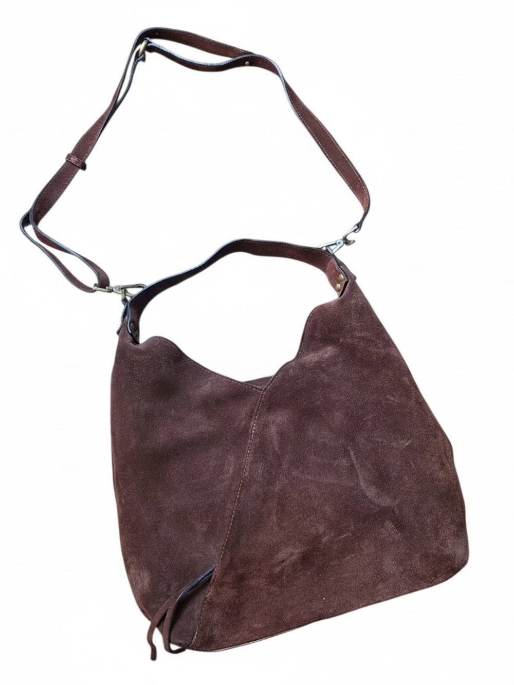 SUNDANCE | Slouchy Suede Leather Hobo Shoulder Bag Espresso Brown Gold Hardware
